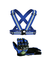 Motorcycle Vision and Safety Grip Safety Gears: Reflective Straps and Full/Half Riding Gloves