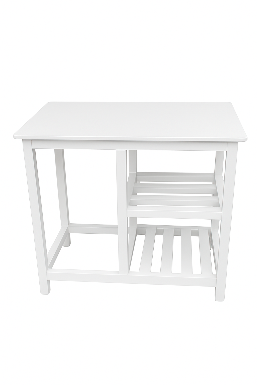 White Wooden Kitchen Table for 2-Burner Gas Cooker & Storage 6-ply – Compact Dining & Cooking Solution With shelves and storage space for 6kg or 13kg LPG Gas.Living room kitchen furniture(Table only)