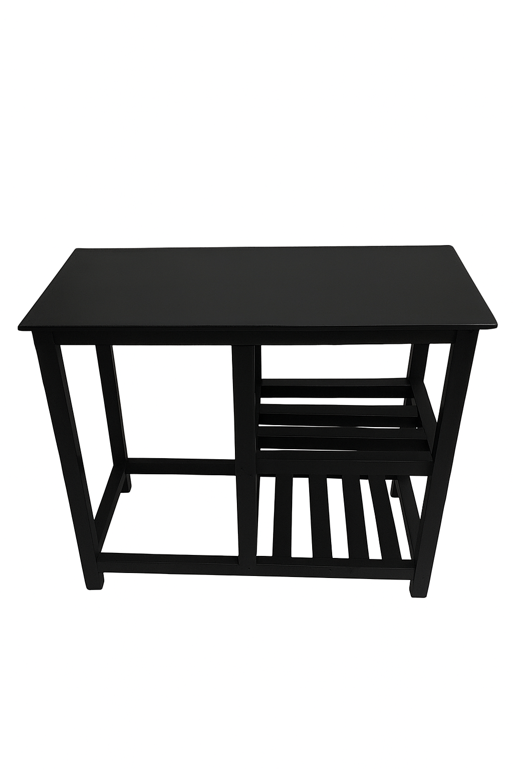 Black Wooden Kitchen Table for 2-Burner Gas Cooker & Storage 6-ply – Compact Dining & Cooking Solution With shelves and storage space for 6kg or 13kg LPG Gas.Living room kitchen furniture(Table only)