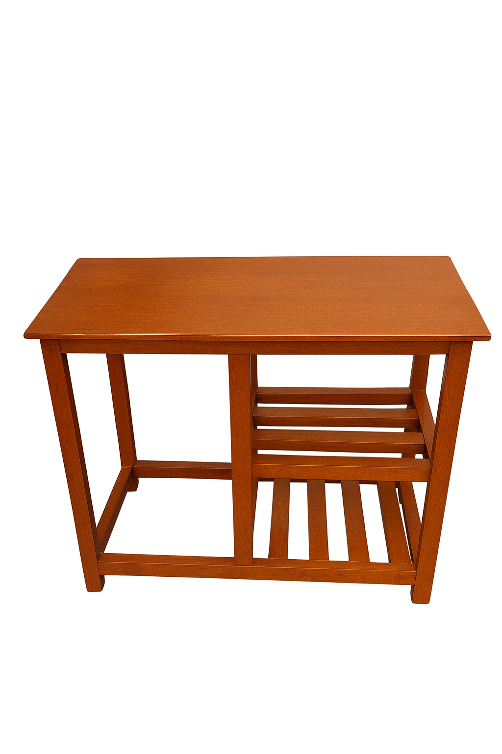 Brown Wooden Kitchen Table for 2-Burner Gas Cooker & Storage 6-ply – Compact Dining & Cooking Solution With shelves and storage space for 6kg or 13kg LPG Gas.Living room kitchen furniture(Table only)