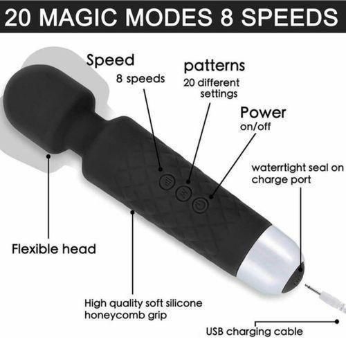 20 Modes - 8 Speed Powerful Rechargeable Magic Wand Cli_t Massager Dildo Vibrator Sex Toys For Women (