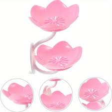Rose Soap Holder 2Layer, Flower Shaped Suction Wall Soap Plate Plastic Bathroom Soap Dish Kitchen Bath Self Draining Soap Saver Tray Rack