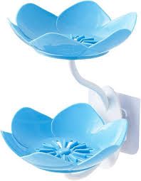 Rose Soap Holder 2Layer, Flower Shaped Suction Wall Soap Plate Plastic Bathroom Soap Dish Kitchen Bath Self Draining Soap Saver Tray Rack