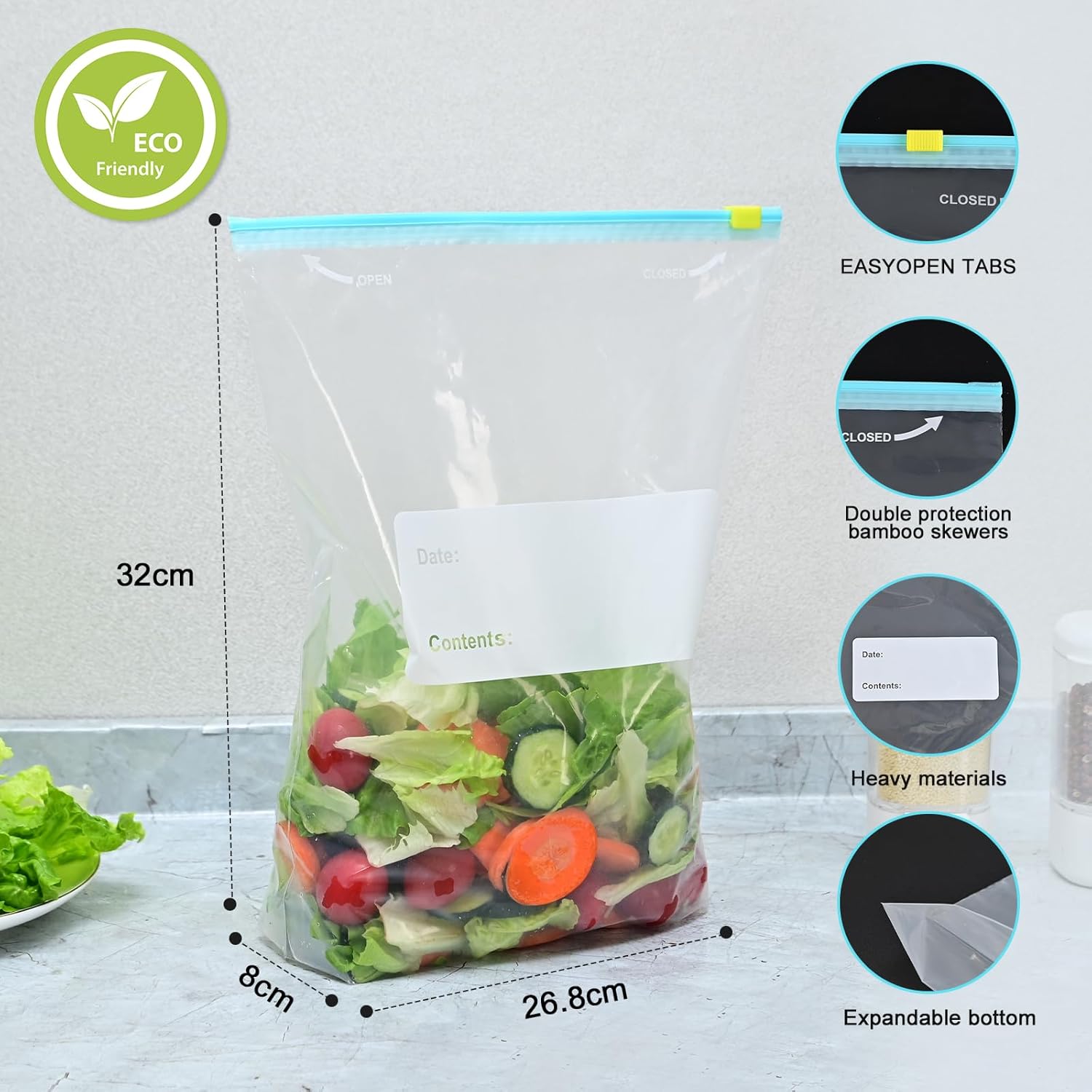 Reusable Fridge Storage Zipper Freezer Bags and Box Packing, Food Storage Bag with Zipper, Freezer Bag,Slider Food  Freezer BagsAirtight Leakproof Grip Press Seal Bags S: 255pcs  M: 20pcs  L: 15pcs