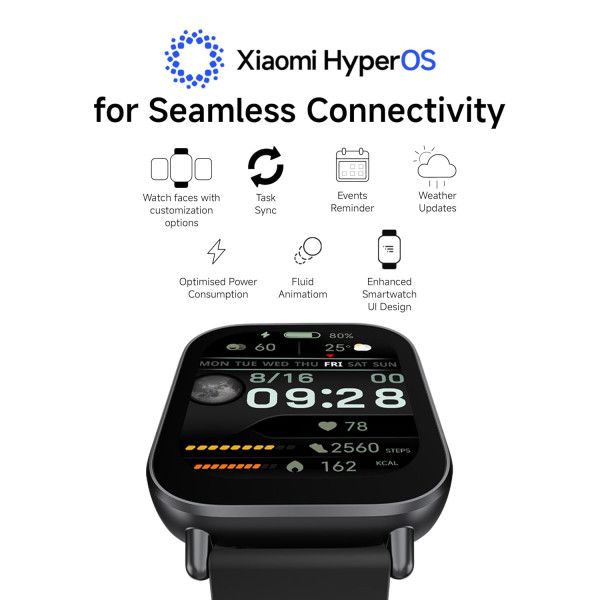 Xiaomi Redmi Smart watch 5 ACTIVE,- 2.0” HD Display, Bluetooth with silicone strap18-Day Battery, Built-in Alexa & 140+ Sports Modes Health Tracking Water Resistant Technology. Sportrts watch, calls.