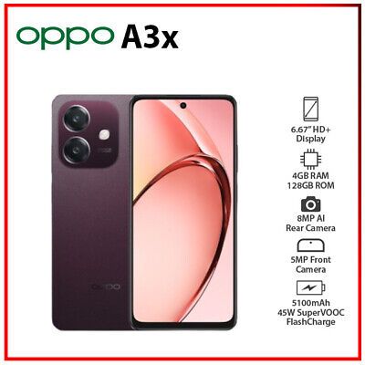 BRAND NEW Oppo A3X,IPS LCD DISPLAY 6.67" INCHES,(128 GB ROM +4GB RAM)/ WITH A 4GB+64GB 5100MAH,90HZ,ANDROID 14