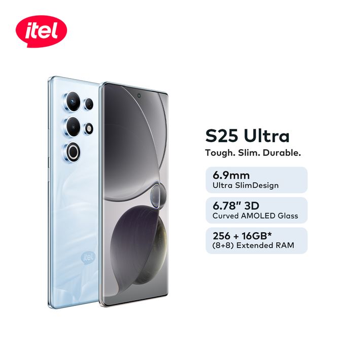 Itel S25 ULTRA 256GB+(8)GB RAM 6.78“FHD 120HZ Display Phone Dual SIM 4G Network 50MP Camera Fingerprint Unlock 18W 5000 mAh Battery Android 14 Smart Phones with Curved Amoled Screen to guarantee Class