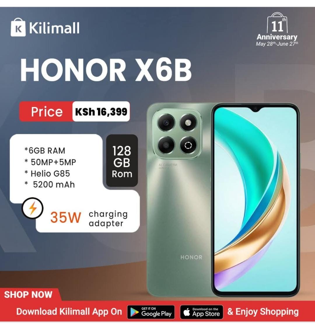 NEW HONOR X6B 6.56 inch LCD Display 6GB+128GB RAM 50MP+5MP Camera Mediatek Helio G85 Fingerprint (side-mounted) 5200 mAh Battery 35W, Android 14, 4G (TYP) Smartphones
