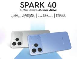LATEST TECNO  Spark 40 128GB + 8GB(4+4GB EXTENDED) 6.67'' Hole Screen Camera 50MP Main Camera 8MP Front Camera 45W Super Charging 5200mAh Side Fingerprint FOR CALLS smartphone