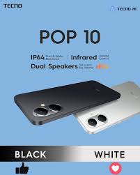 LATEST ARRIVAL!! TECNO POP10 6.67" IPS LCD Screen, 3GB RAM+64GB ROM, 5000mAh Battery, 13MP Rear & 8MP Front Camera, Android 14, Dual SIM, Type-C 10W Fast Charging -Smartphones