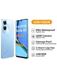 New Arrival Realme Note 60 256GB ROM + 8(4+4)GB RAM 6.74" 90Hz 32MP AI Camera IP64 Dust Water Resistant Android 14 Ultra Slim 5000mAh Type-C Smart Phones Side Fingerprint phone