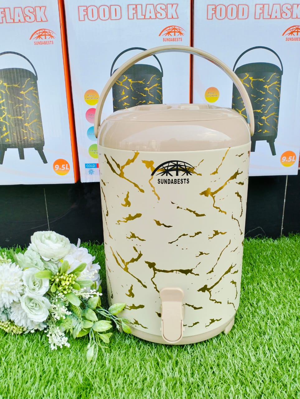 🔥🔥💯 crazy offer's ‼️💯 only on Kilimall, Sundabests food flask now available, it has a capacity of 9.5 litres , unbreakable one,it keeps both hot and cold food, perfect quality, with marble effect