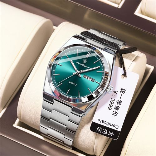 Luxury Swiss Men Watches - Ultra-Thin Stainless Steel Waterproof Quartz Wrist Watch with Luminous & Dual Calendar, Business Casual Elegance