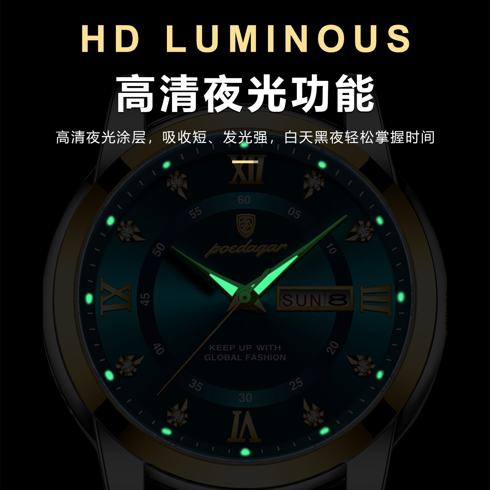 Swiss Men's Waterproof Watch - Luminous Dual Calendar Stainless Steel Quartz Wristwatch for Business/Casual (Shockproof, African Climate Ready)