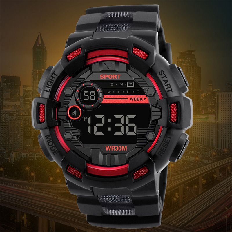 African Teen Boys Watch - Shockproof & Waterproof Digital Sports Watch with Night Mode, School Approved Durable Design for Students (Black/Blue)