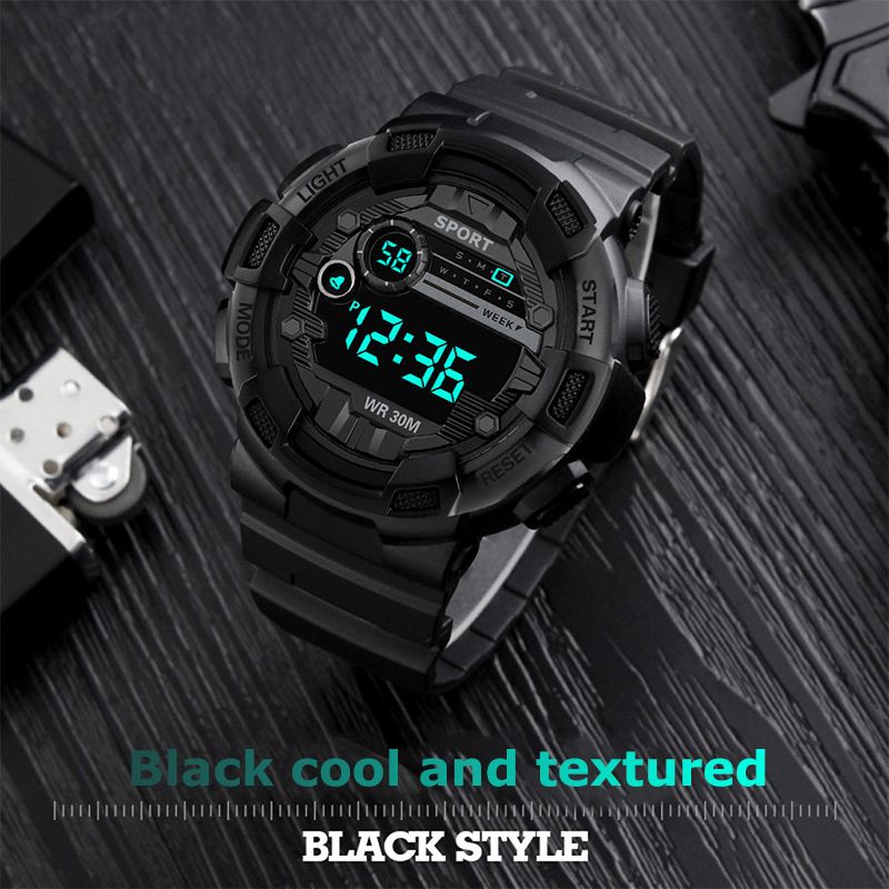 African Teen Boys Watch - Shockproof & Waterproof Digital Sports Watch with Night Mode, School Approved Durable Design for Students (Black/Blue)