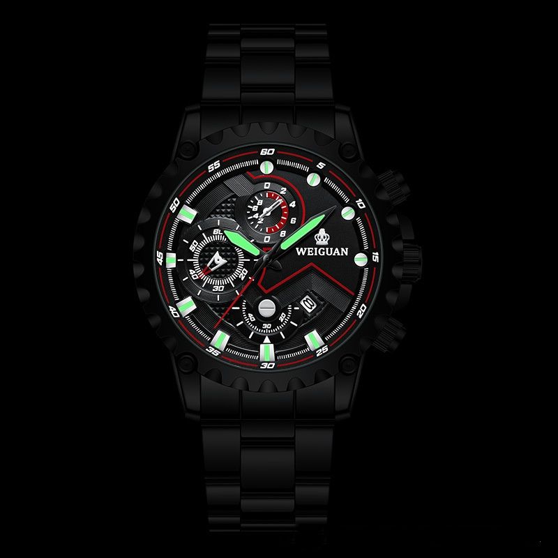 2025 New Black Knight Men Watches Fully Automatic Waterproof Luminous Business Sports Leisure Quartz Wrist Watch Personalized Trendy Technology Watch