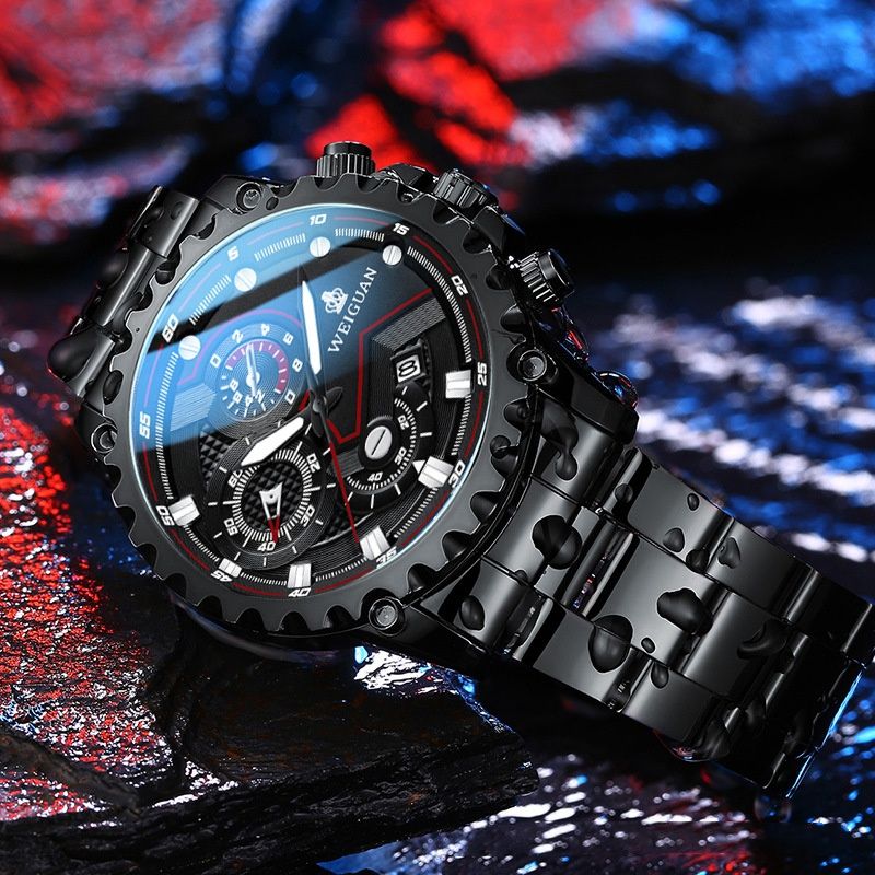 2025 New Black Knight Men Watches Fully Automatic Waterproof Luminous Business Sports Leisure Quartz Wrist Watch Personalized Trendy Technology Watch