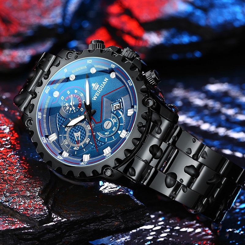 2025 New Black Knight Men Watches Fully Automatic Waterproof Luminous Business Sports Leisure Quartz Wrist Watch Personalized Trendy Technology Watch