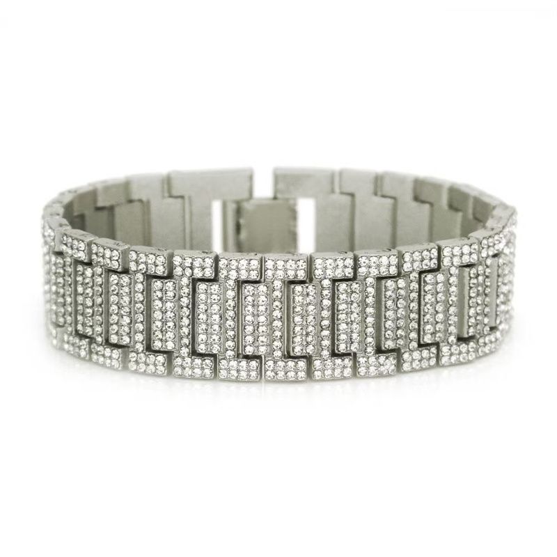 African-inspired Luxury Hip-Hop Men's Watch Set - Diamond-Accented Ice Watch & Cuban Link Bracelet
