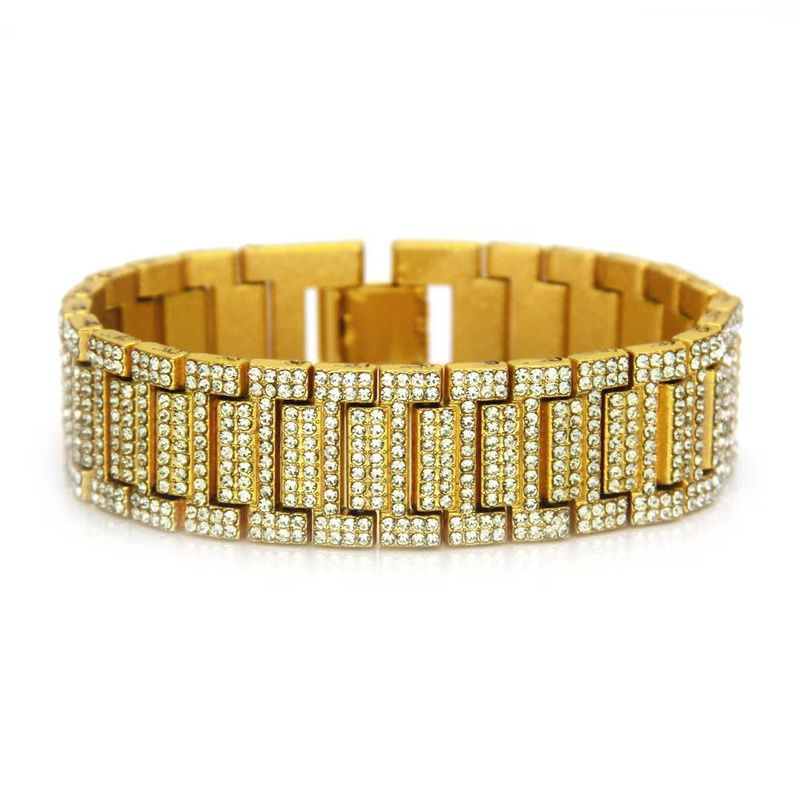 African-inspired Luxury Hip-Hop Men's Watch Set - Diamond-Accented Ice Watch & Cuban Link Bracelet