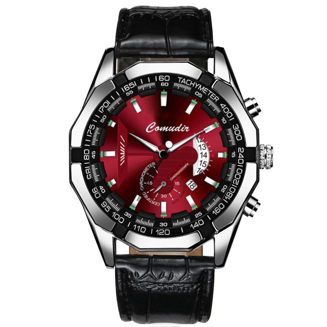 Premium Bold Men's Quartz Wristwatch — Stainless Steel Waterproof Luminous Calendar Watch for Business/Casual/Sports [Black/Gold/Silver | 45mm]‌