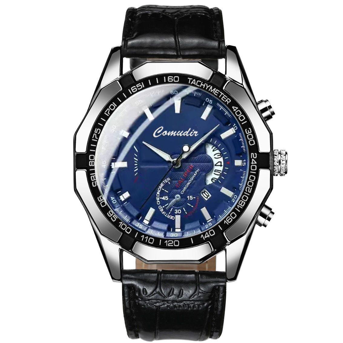 Premium Bold Men's Quartz Wristwatch — Stainless Steel Waterproof Luminous Calendar Watch for Business/Casual/Sports [Black/Gold/Silver | 45mm]‌