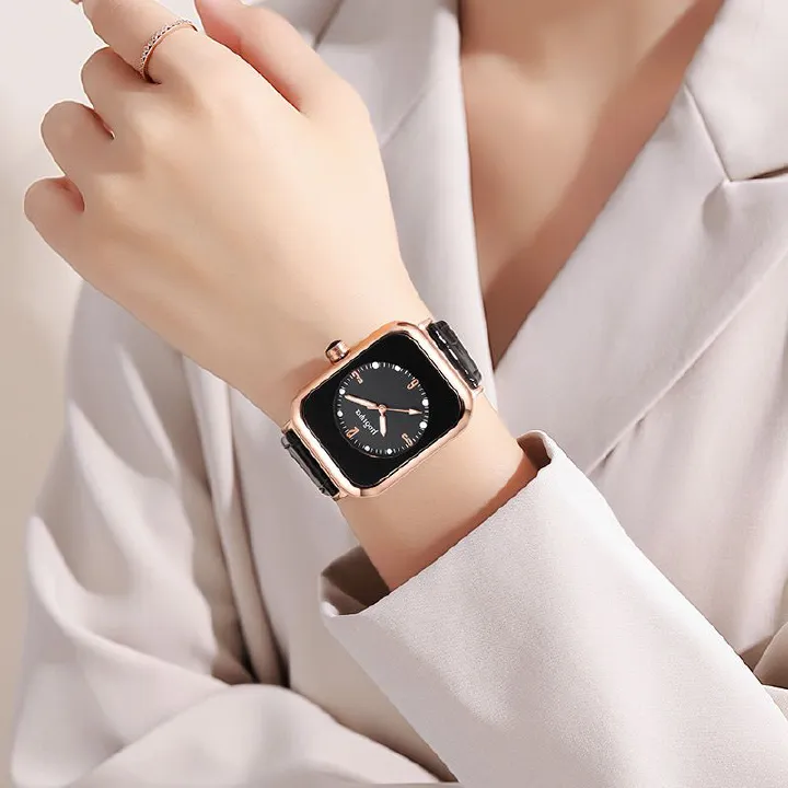 2025 African Women's Square Quartz Watch - Luminous Dial & Durable Leather Strap, Casual Dress Watch for Everyday Elegance (Adjustable Fit)