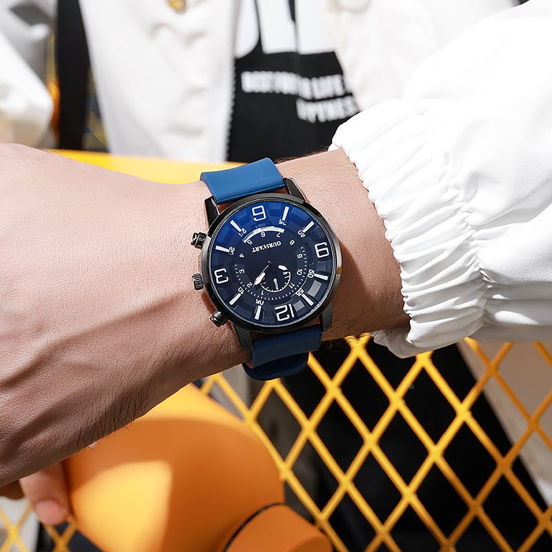 Modern Kenyan Men's Quartz Watch | Blueback Digital Display with Anti-Sweat Silicone Strap - Luxury Campus Timepiece for Nairobi Students & Professionals