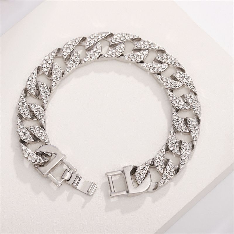 3PCS Set European American Hot Selling  Hip-hop Fashion Men's Watch Jewelry Set Calendar Quartz Ice Watch Luxury Rhinestone Cuban Chain Bracelet Cross Pendant Necklace Rapper Popular Accessories