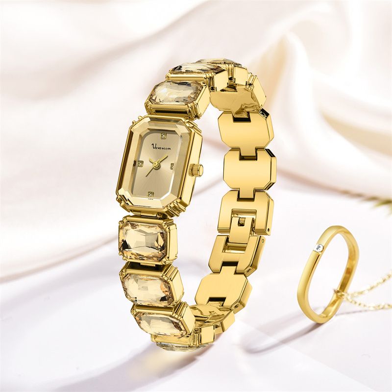 2025 New Trendy Luxury Diamond-Encrusted Women's Watch Square Dial Waterproof Quartz Ice Watch - Crystal Bracelet Design | Elegant Individuality & Professional Chic Style