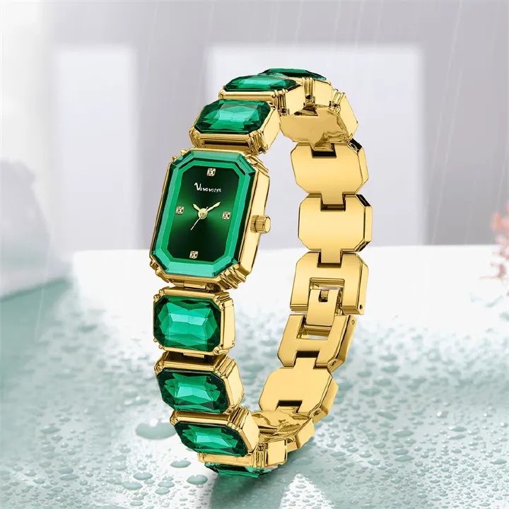 2025 New Trendy Luxury Diamond-Encrusted Women's Watch Square Dial Waterproof Quartz Ice Watch - Crystal Bracelet Design | Elegant Individuality & Professional Chic Style