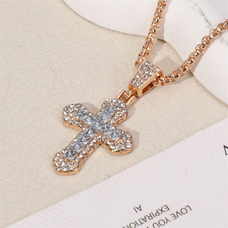 EU/US Hot Selling Men's Hip-Hop Bling Set: Iced Out Quartz Watch, Cuban Chain Bracelet, Cross Pendant Necklace & Diamond Ring | Rapper Luxury Accessories