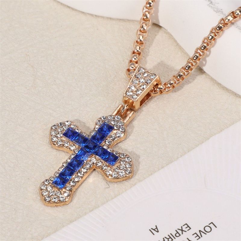 EU/US Hot Selling Men's Hip-Hop Bling Set: Iced Out Quartz Watch, Cuban Chain Bracelet, Cross Pendant Necklace & Diamond Ring | Rapper Luxury Accessories