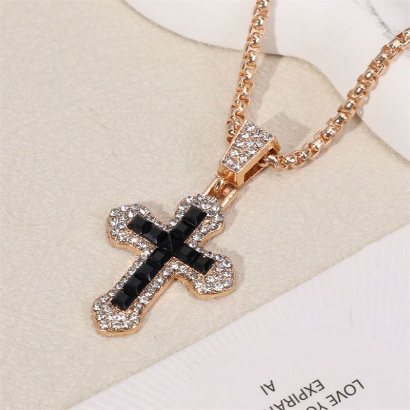 EU/US Hot Selling Men's Hip-Hop Bling Set: Iced Out Quartz Watch, Cuban Chain Bracelet, Cross Pendant Necklace & Diamond Ring | Rapper Luxury Accessories