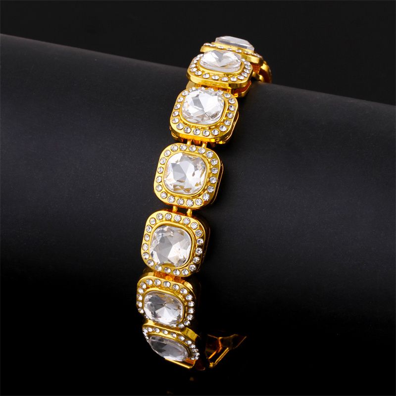 EU/US Hot Selling Men's Hip-Hop Bling Set: Iced Out Quartz Watch, Cuban Chain Bracelet, Cross Pendant Necklace & Diamond Ring | Rapper Luxury Accessories