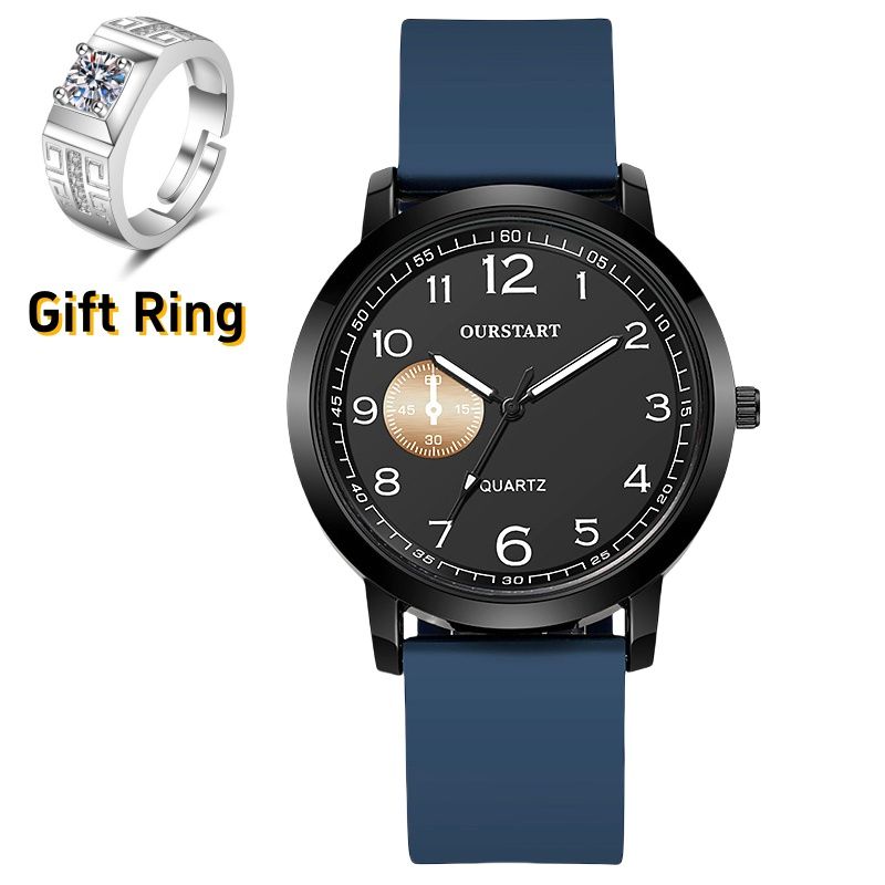 New Premium Men's Quartz Watches - Round Large Dial with Silicone Strap & Numeral Markings Wrist Watch for Teen Students Chronograph