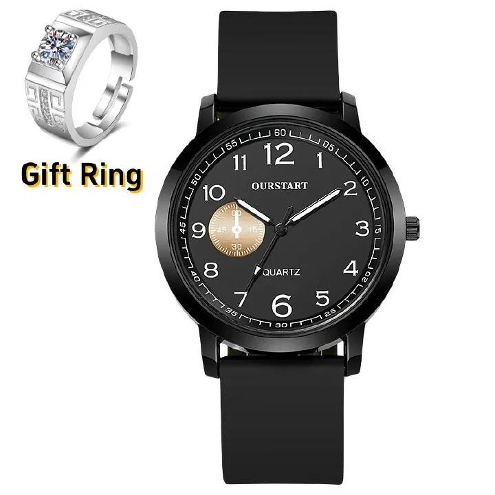 New Premium Men's Quartz Watches - Round Large Dial with Silicone Strap & Numeral Markings Wrist Watch for Teen Students Chronograph