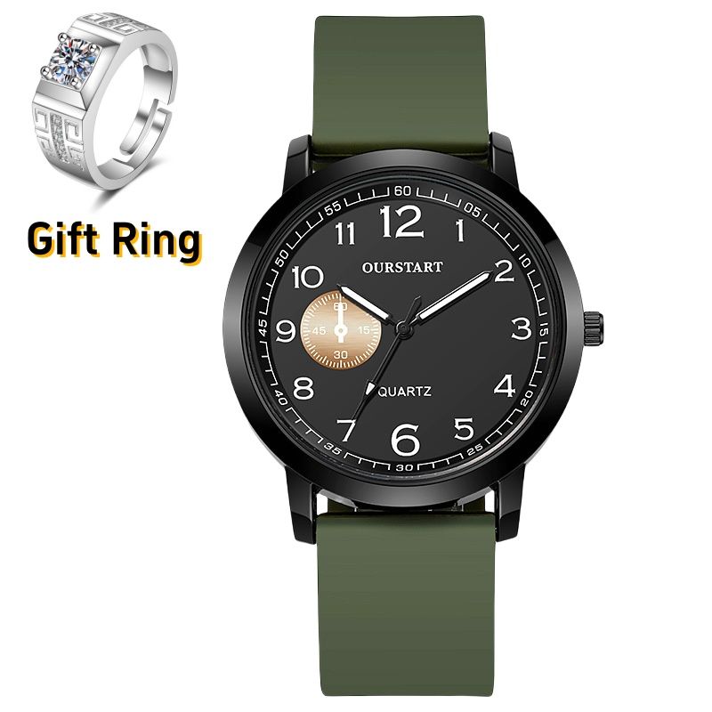 New Premium Men's Quartz Watches - Round Large Dial with Silicone Strap & Numeral Markings Wrist Watch for Teen Students Chronograph