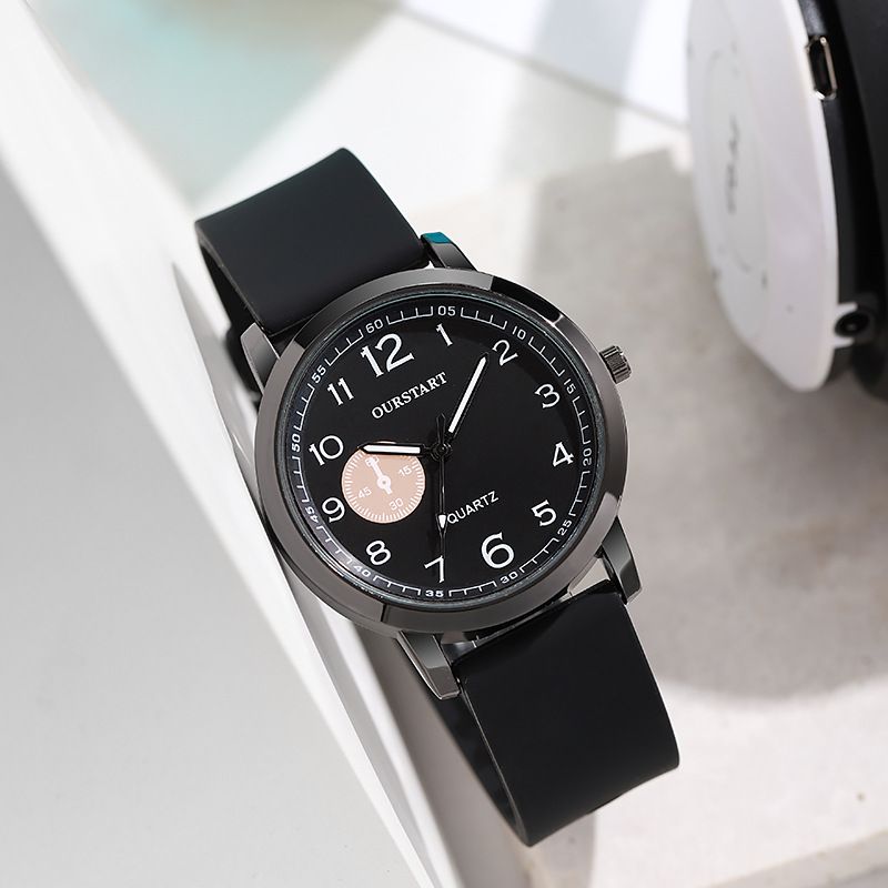 New Premium Men's Quartz Watches - Round Large Dial with Silicone Strap & Numeral Markings Wrist Watch for Teen Students Chronograph