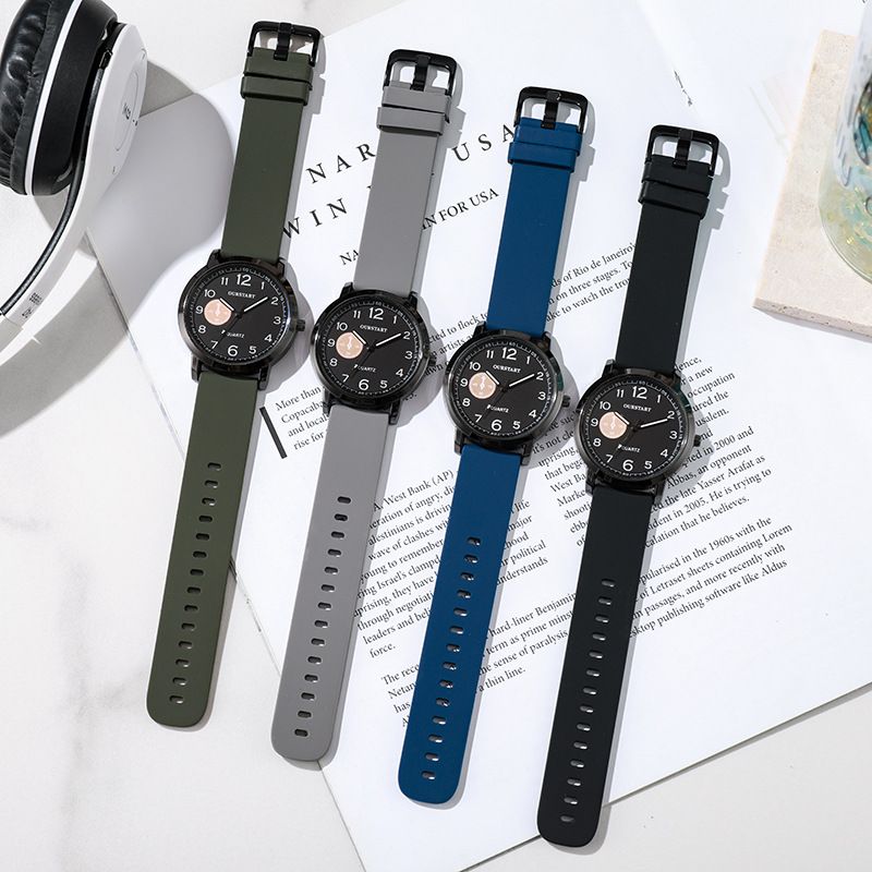 New Premium Men's Quartz Watches - Round Large Dial with Silicone Strap & Numeral Markings Wrist Watch for Teen Students Chronograph