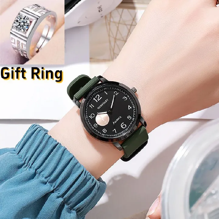 New Premium Men's Quartz Watches - Round Large Dial with Silicone Strap & Numeral Markings Wrist Watch for Teen Students Chronograph