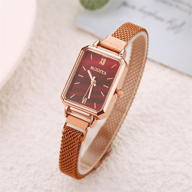 New Stylish Women's Quartz Watch Set INS Style Small Square Peacock Green Dial Roman Numerals Milanese Strap + 58-Facet Shining Diamond-Like Gift Ring Exquisite Casual Elegant Accessory