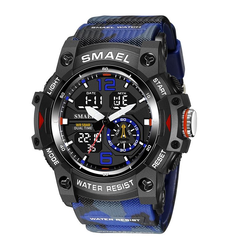 SMAEL Camouflage Tactical Men's Sports Watches - Dual Digital/Analog Display Dual Chronograph Waterproof 5BAR & Luminous Outdoor Electronic Watch
