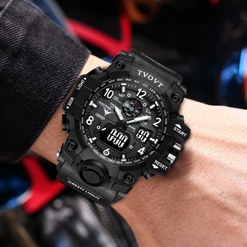 New High-End Men's Outdoor Watches Shockproof Drop-Resistant Multifunctional Stylish Sports Watch 50M Waterproof Luminous Digital Students Watch