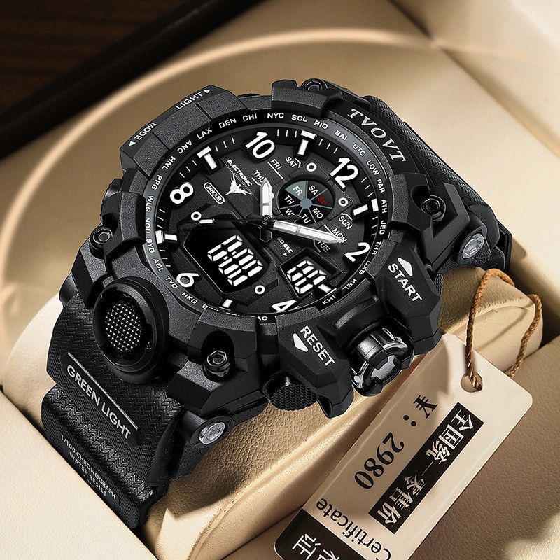 New High-End Men's Outdoor Watches Shockproof Drop-Resistant Multifunctional Stylish Sports Watch 50M Waterproof Luminous Digital Students Watch