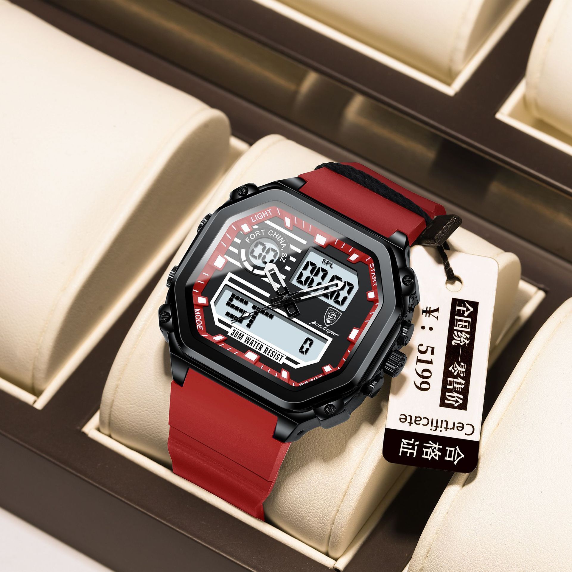 Swiss Brand High-Quality Men's Watches Waterproof Luminous Calendar Dual-Display Digital Watch Chronograph Alarm Multifunctional Electronic Sports Watch with Premium Comfortable Silicone Strap