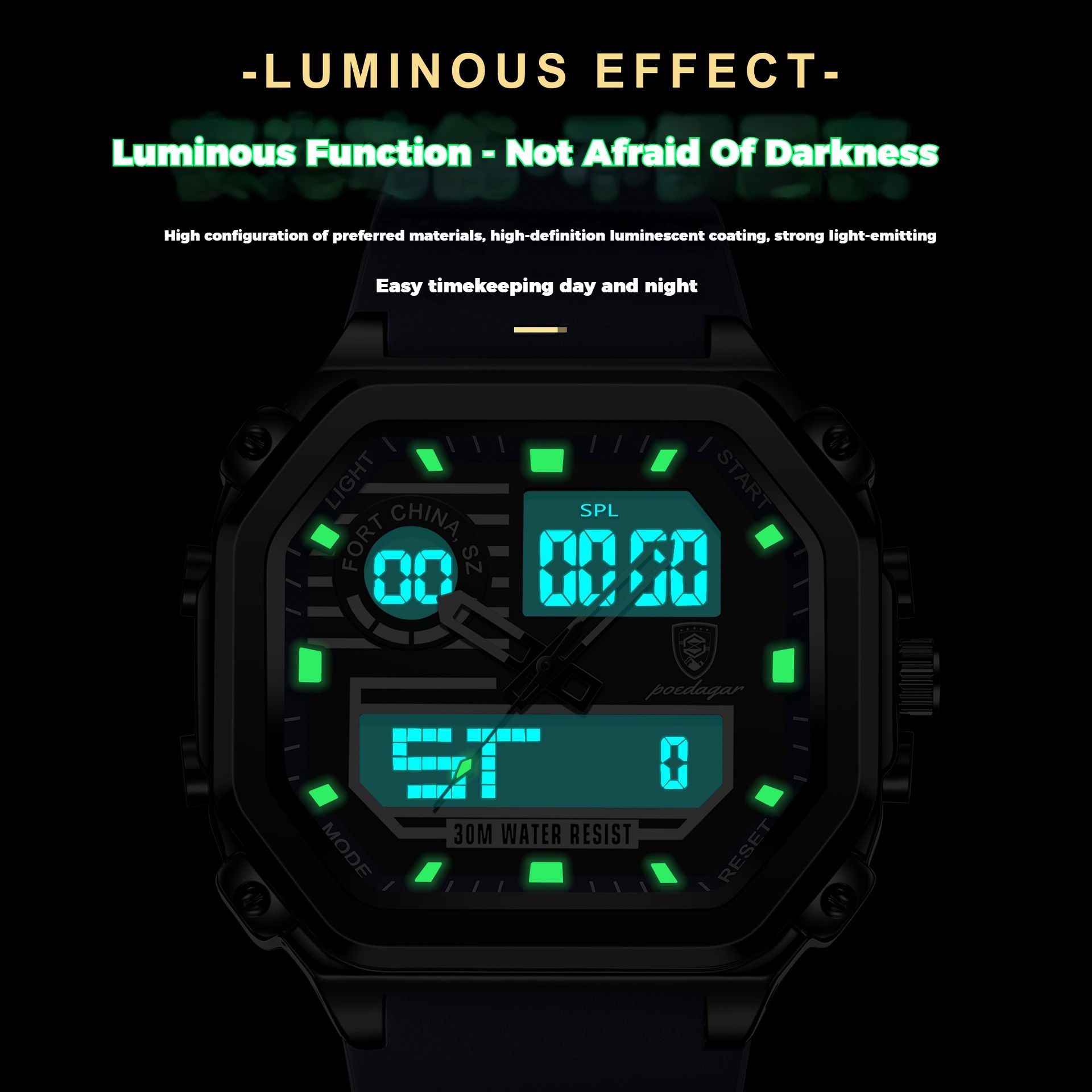 Swiss Brand High-Quality Men's Watches Waterproof Luminous Calendar Dual-Display Digital Watch Chronograph Alarm Multifunctional Electronic Sports Watch with Premium Comfortable Silicone Strap