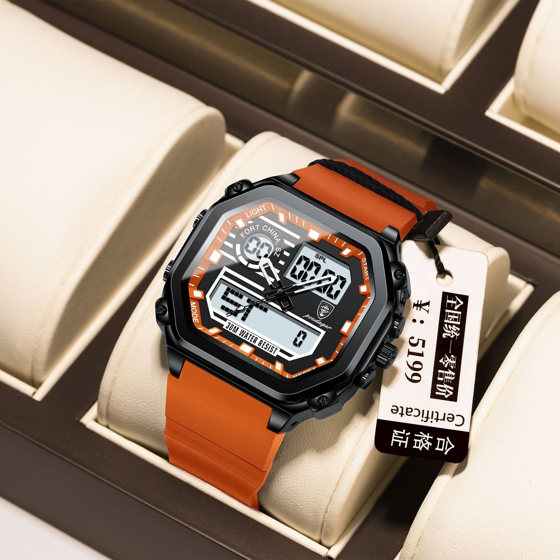 Swiss Brand High-Quality Men's Watches Waterproof Luminous Calendar Dual-Display Digital Watch Chronograph Alarm Multifunctional Electronic Sports Watch with Premium Comfortable Silicone Strap