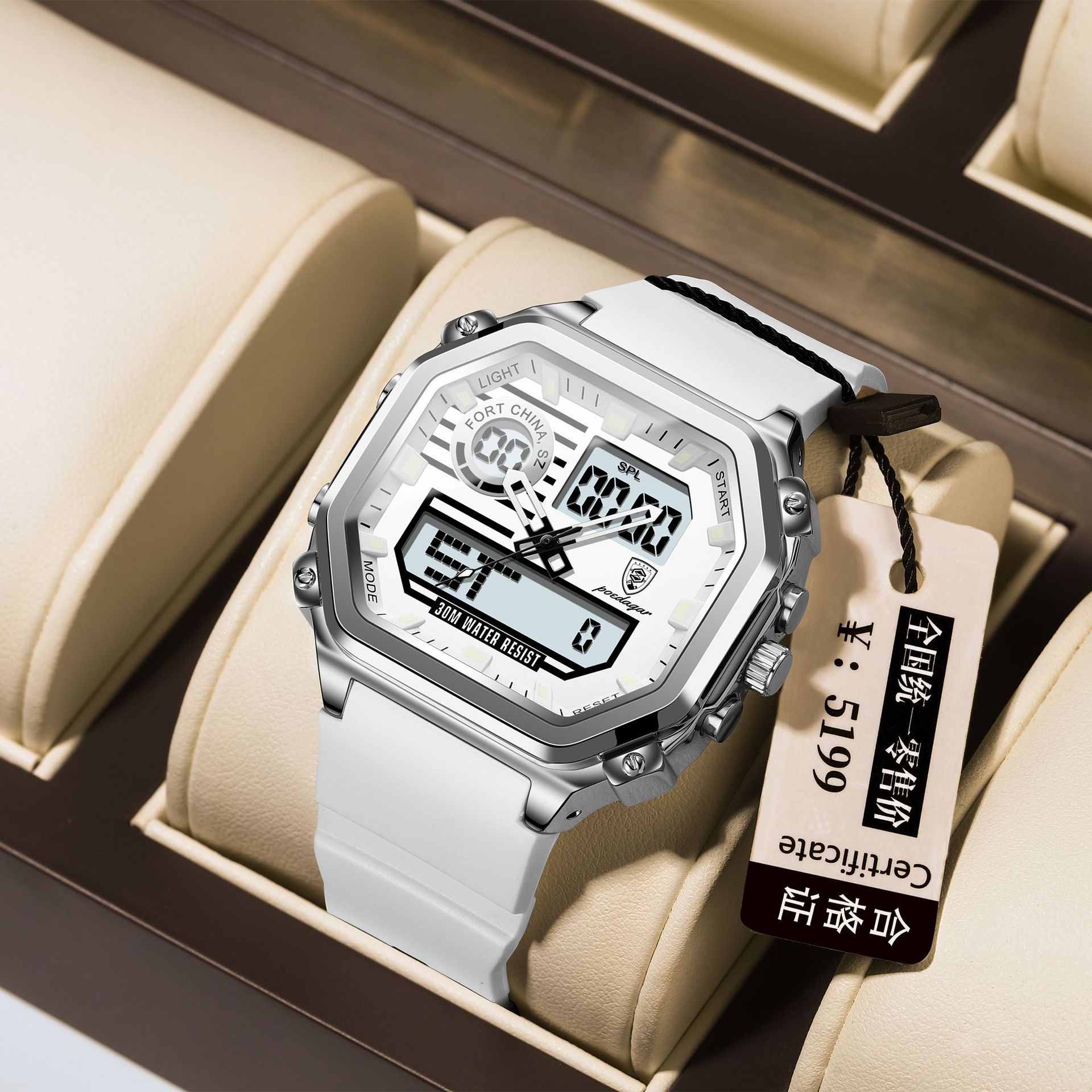 Swiss Brand High-Quality Men's Watches Waterproof Luminous Calendar Dual-Display Digital Watch Chronograph Alarm Multifunctional Electronic Sports Watch with Premium Comfortable Silicone Strap